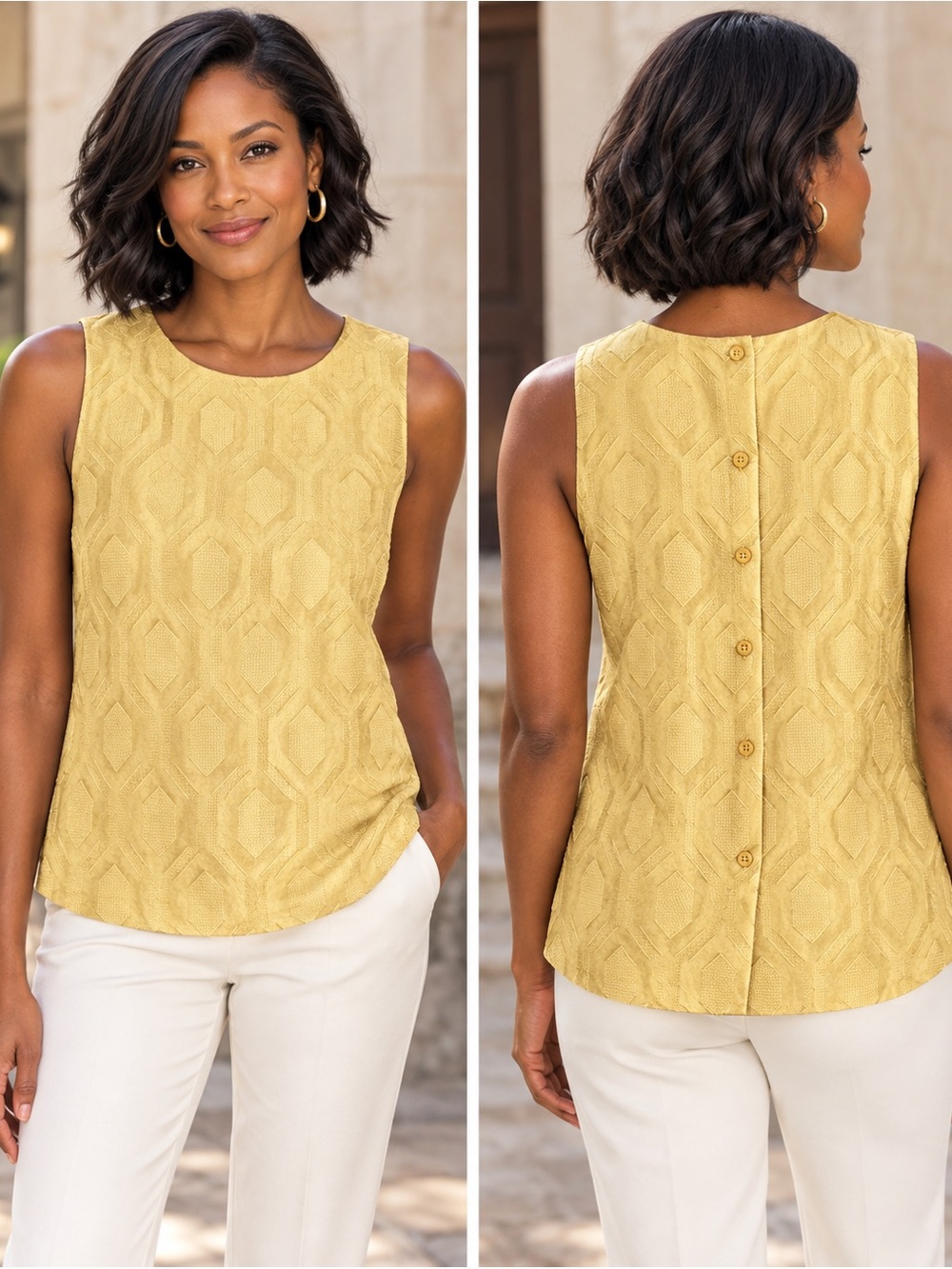 Sz S Banana Republic Gold Back Button Up Top